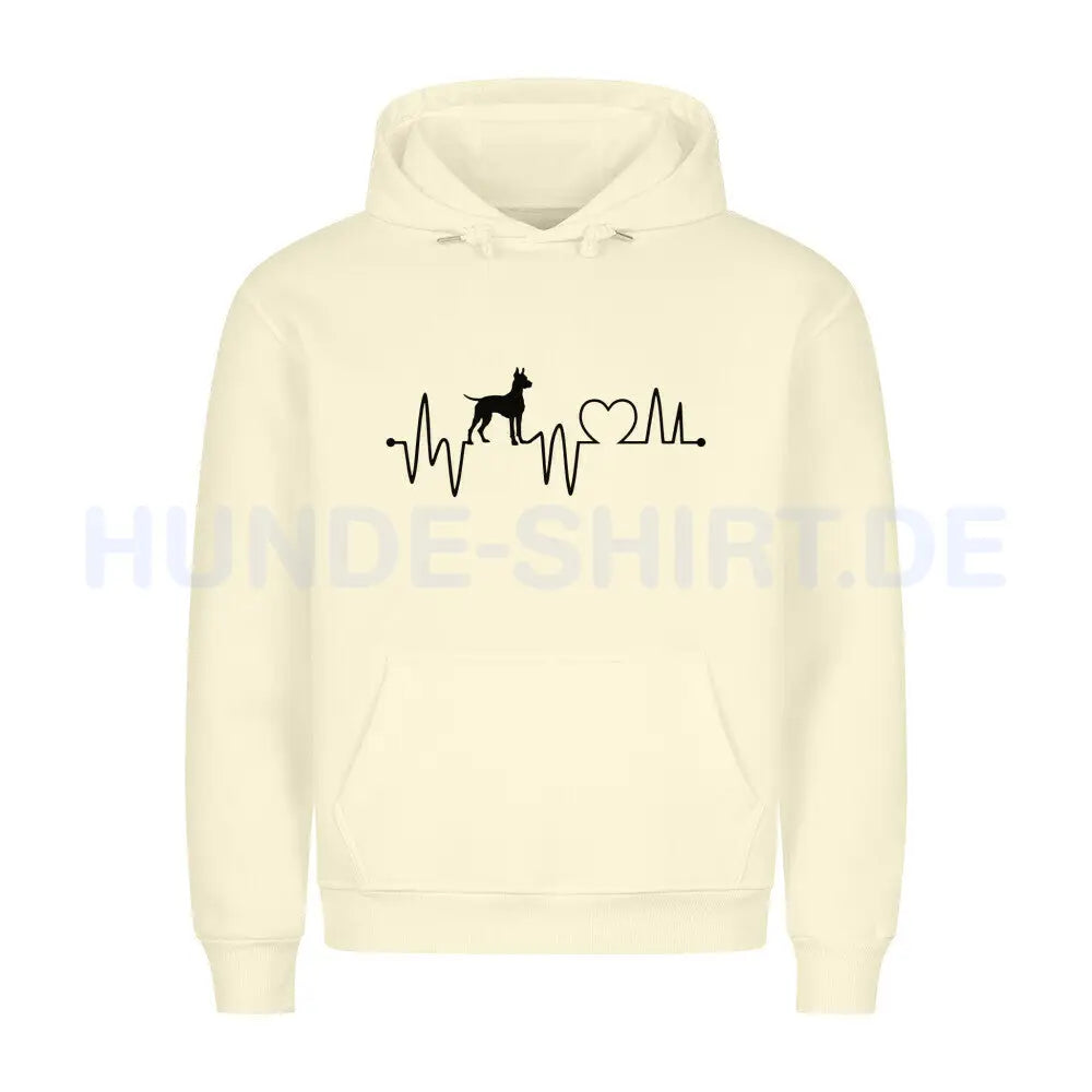 Premium Hoodie "Dobermann - Heartbeat" Beige – hunde-shirt.de