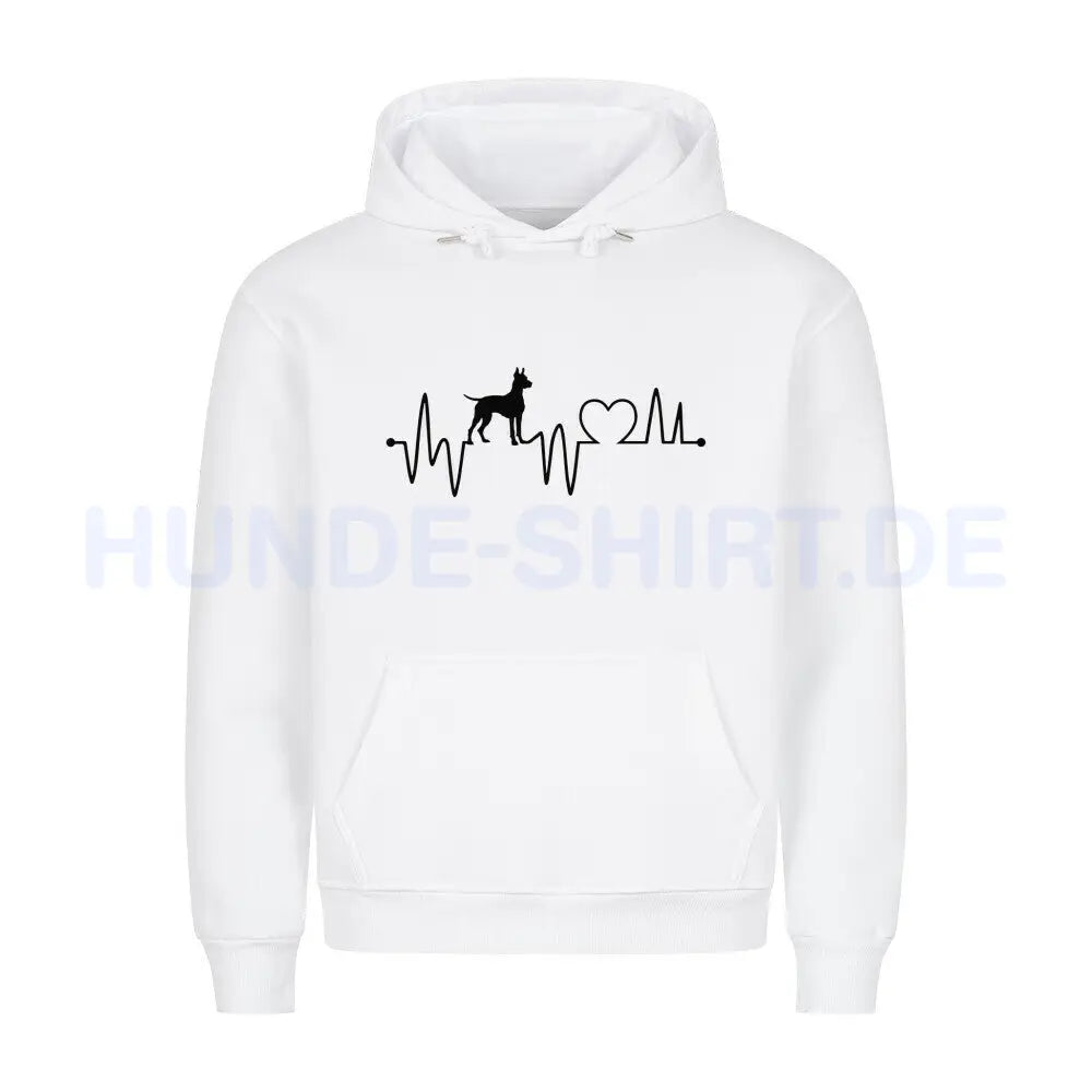 Premium Hoodie "Dobermann - Heartbeat" Weiß – hunde-shirt.de