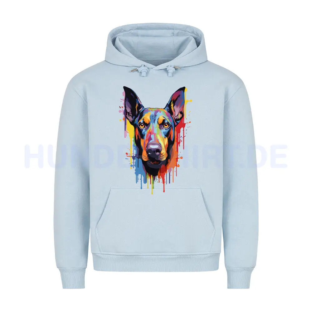 Premium Hoodie "Dobermann Paint" Babyblau – hunde-shirt.de