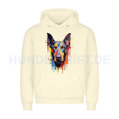 Premium Hoodie "Dobermann Paint" Beige – hunde-shirt.de