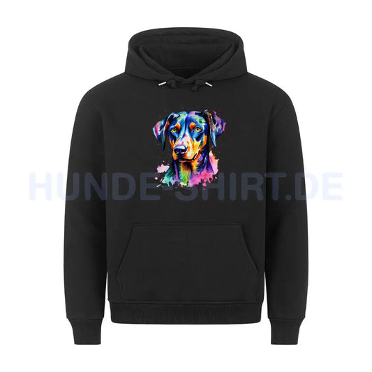 Premium Hoodie "Dobermann - Splash" Schwarz – hunde-shirt.de