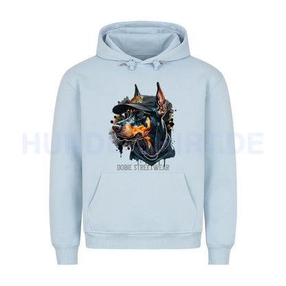 Premium Hoodie "Dobermann - Streetwear" Babyblau – hunde-shirt.de