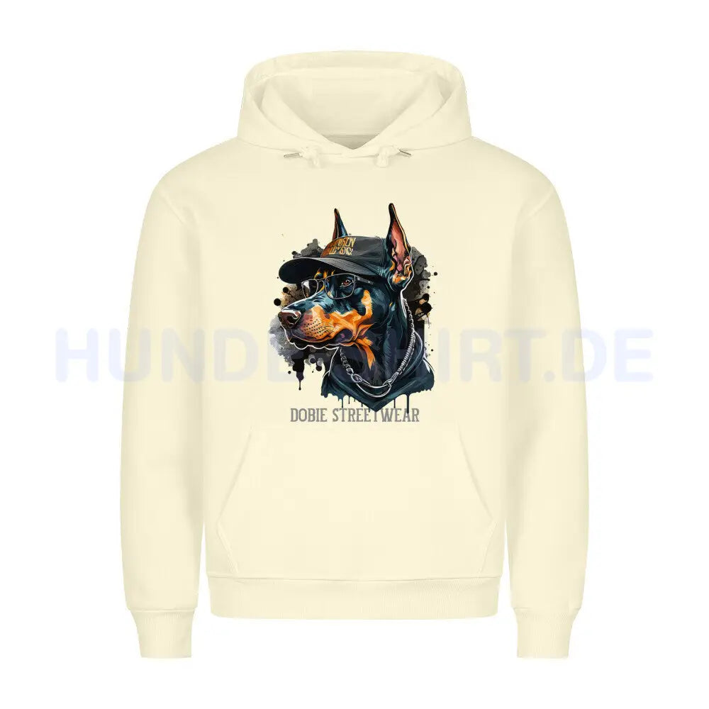 Premium Hoodie "Dobermann - Streetwear" Beige – hunde-shirt.de