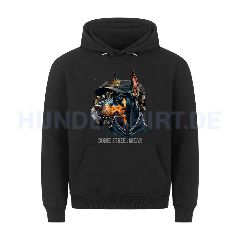 Premium Hoodie "Dobermann - Streetwear" Schwarz – hunde-shirt.de