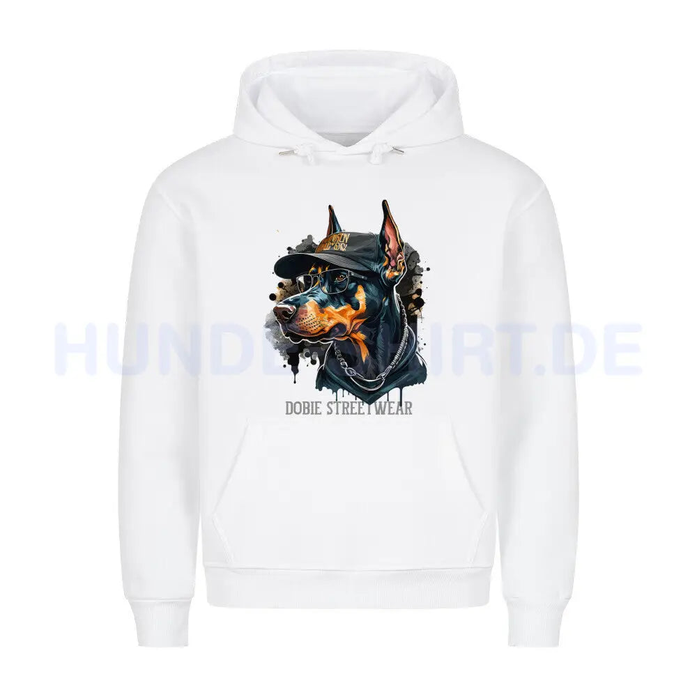 Premium Hoodie "Dobermann - Streetwear" Weiß – hunde-shirt.de