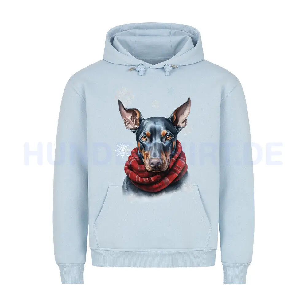 Premium Hoodie "Dobermann Winter 2" Babyblau – hunde-shirt.de