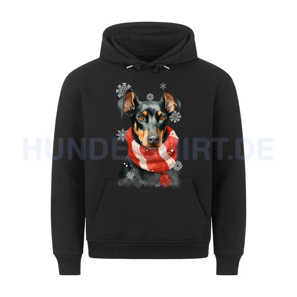 Premium Hoodie "Dobermann Winter" Schwarz – hunde-shirt.de