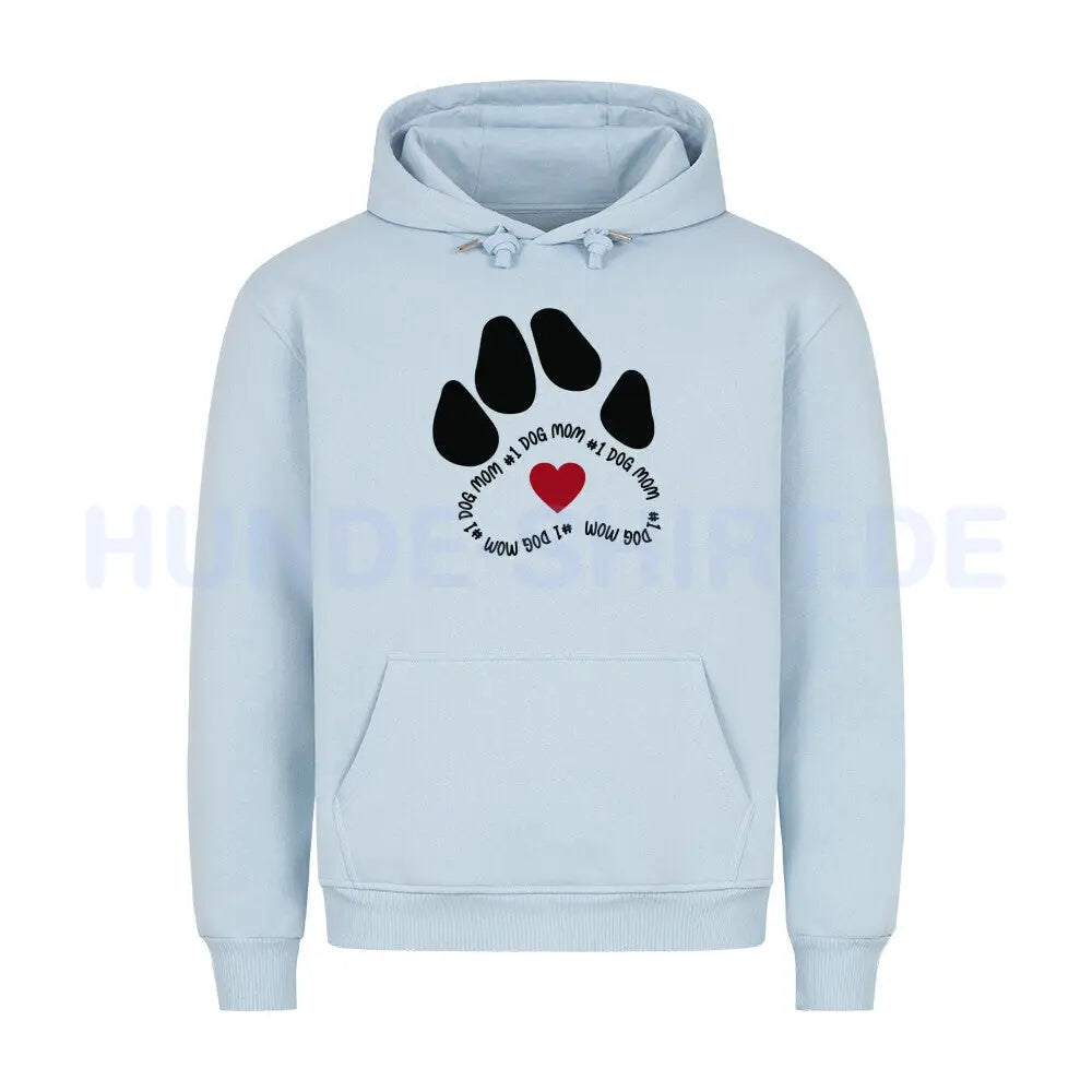 Premium Hoodie "Dog MOM #1" Babyblau – hunde-shirt.de