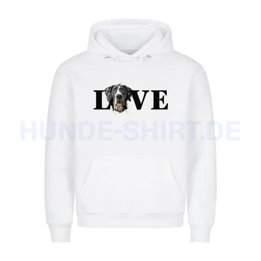 Premium Hoodie "Dogge LOVE" Weiß – hunde-shirt.de