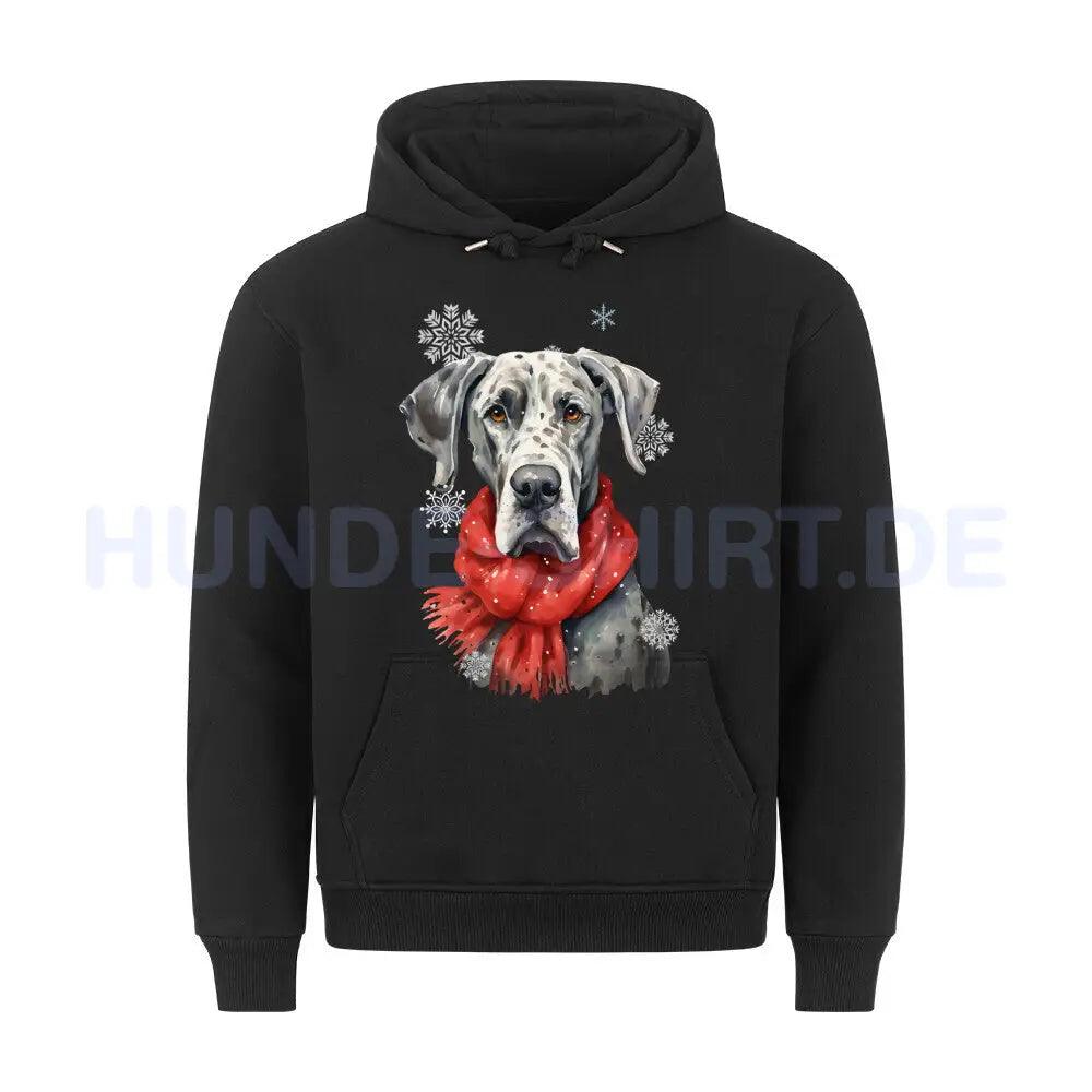 Premium Hoodie "Dogge Winter" Schwarz – hunde-shirt.de