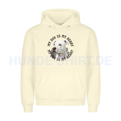 Premium Hoodie "Dogo Argentino HEART" Beige – hunde-shirt.de