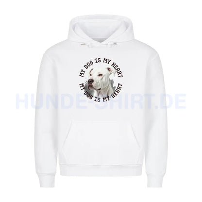 Premium Hoodie "Dogo Argentino HEART" Weiß – hunde-shirt.de