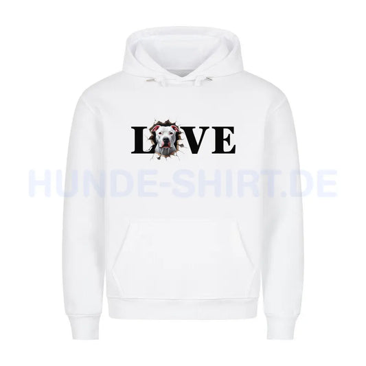 Premium Hoodie "Dogo Argentino LOVE" Weiß – hunde-shirt.de