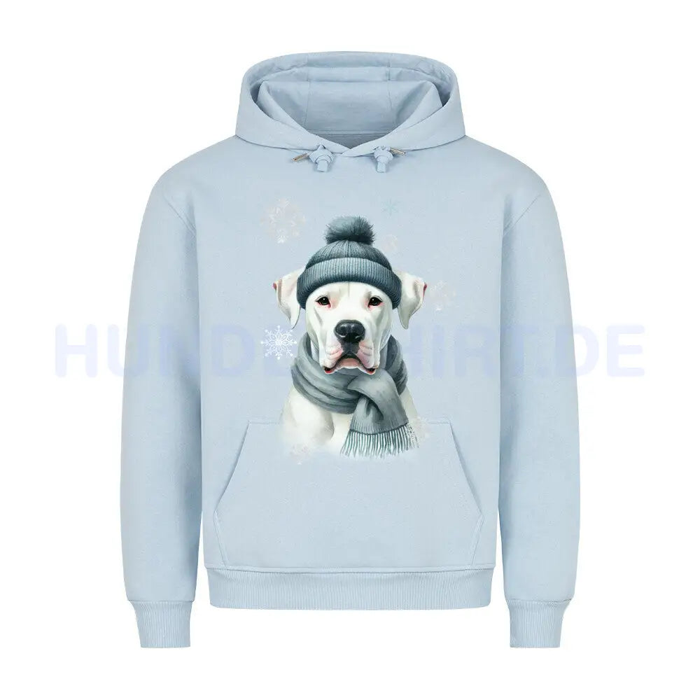 Premium Hoodie "Dogo Argentino Winter" Babyblau – hunde-shirt.de