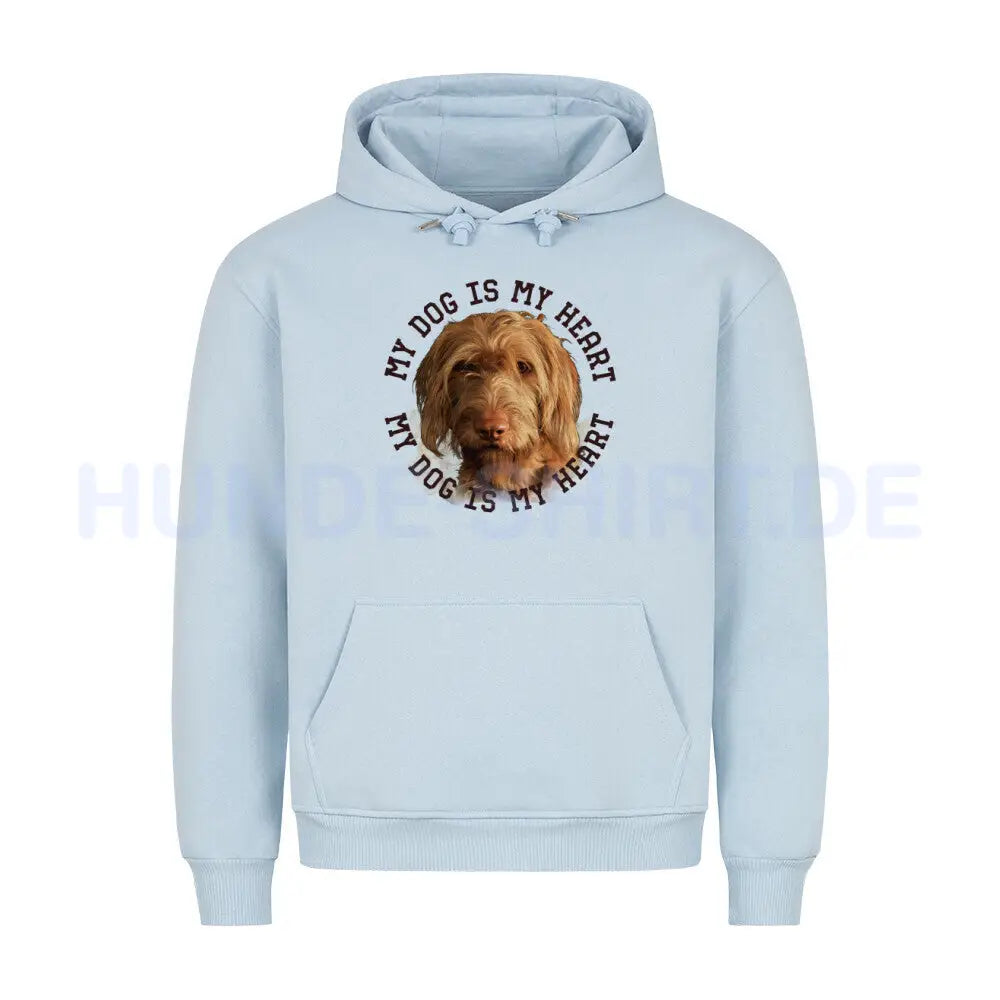 Premium Hoodie "Drahthaar Vizsla HEART" Babyblau – hunde-shirt.de