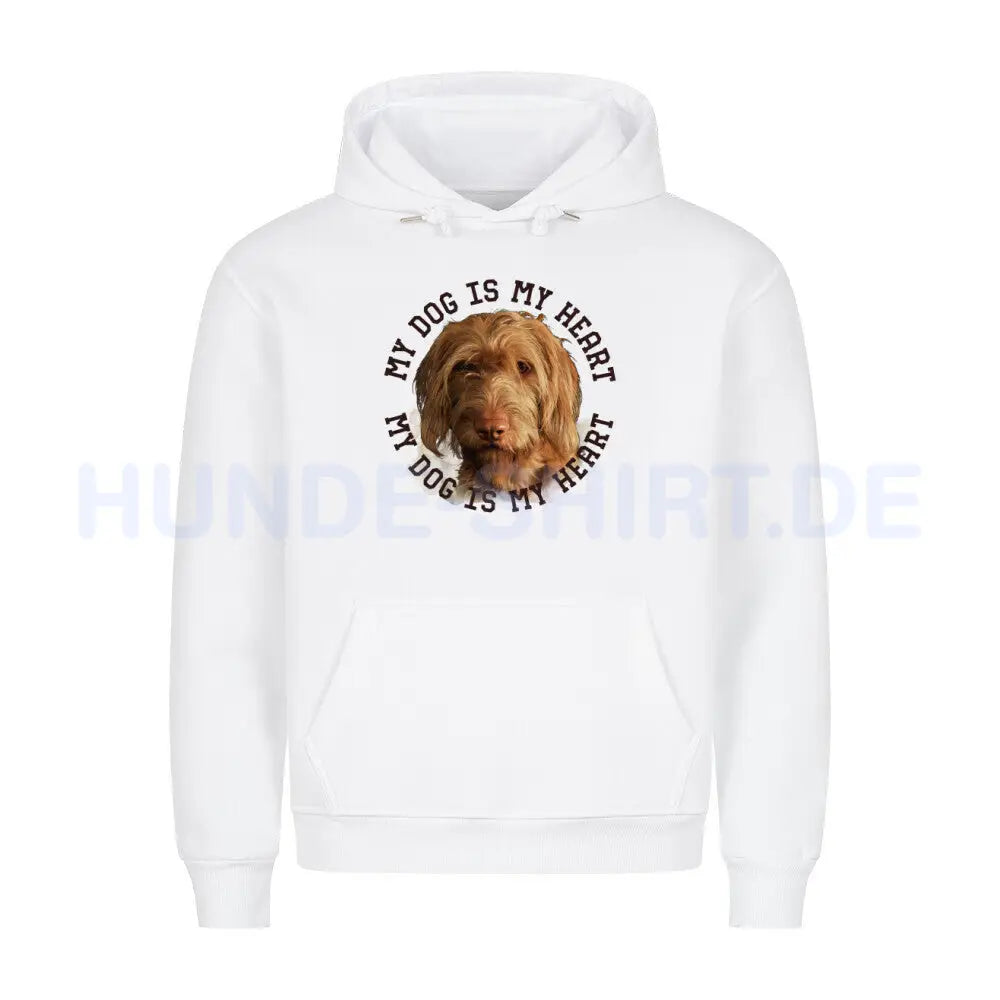 Premium Hoodie "Drahthaar Vizsla HEART" Weiß – hunde-shirt.de