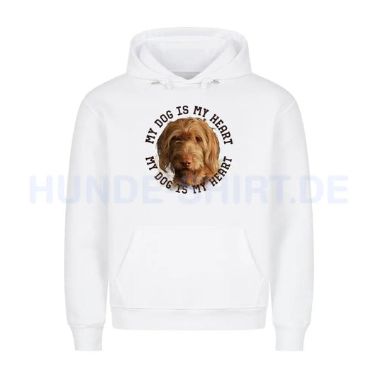 Premium Hoodie "Drahthaar Vizsla HEART" Weiß – hunde-shirt.de