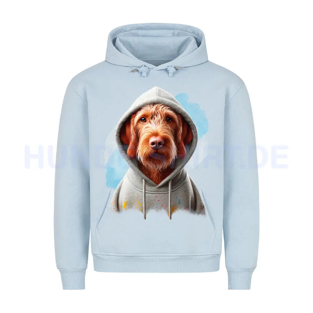 Premium Hoodie "Drahthaar Vizsla Hooded" Babyblau – hunde-shirt.de