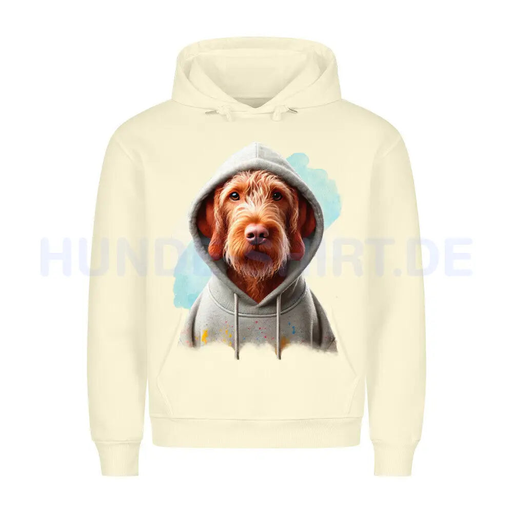 Premium Hoodie "Drahthaar Vizsla Hooded" Beige – hunde-shirt.de