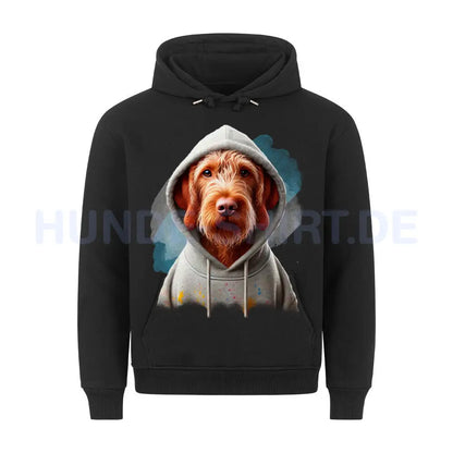 Premium Hoodie "Drahthaar Vizsla Hooded" Schwarz – hunde-shirt.de