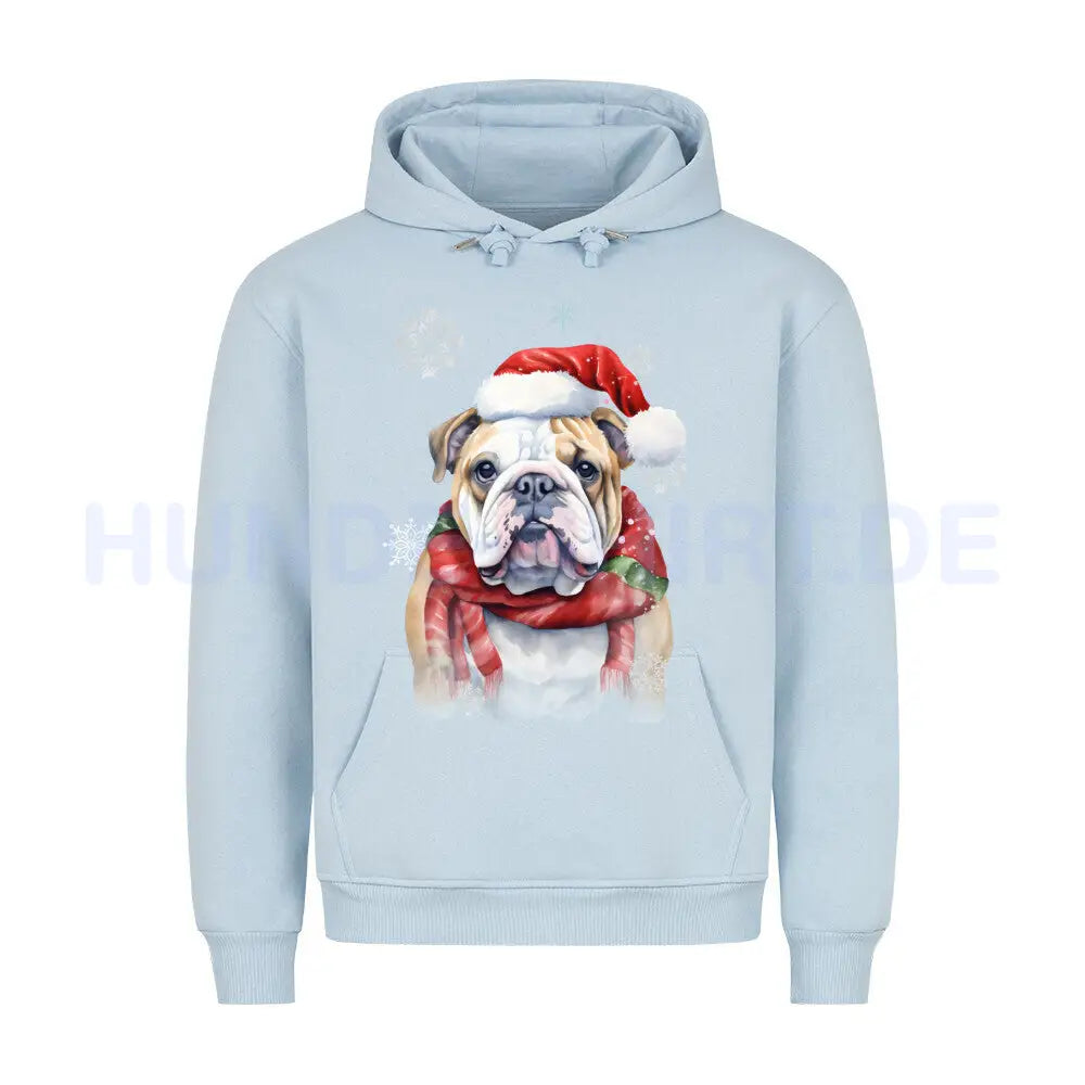 Premium Hoodie "English Bulldog Christmas" Babyblau – hunde-shirt.de