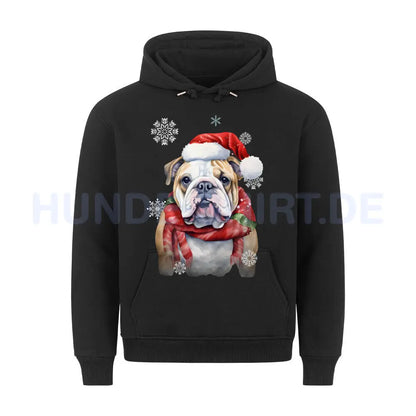 Premium Hoodie "English Bulldog Christmas" Schwarz – hunde-shirt.de