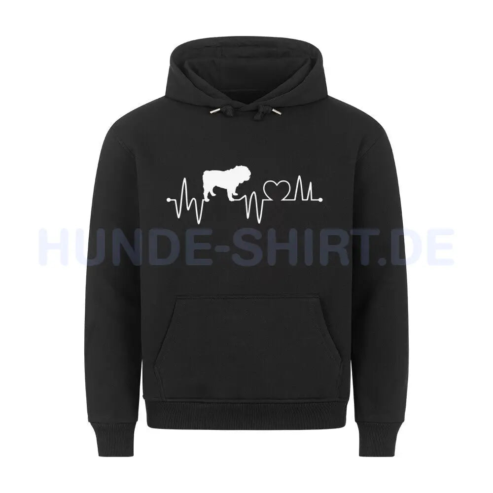 Premium Hoodie "English Bulldog - Heartbeat" Schwarz – hunde-shirt.de