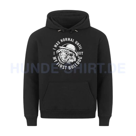 Premium Hoodie "English Bulldog - My first Bulldog" Schwarz – hunde-shirt.de