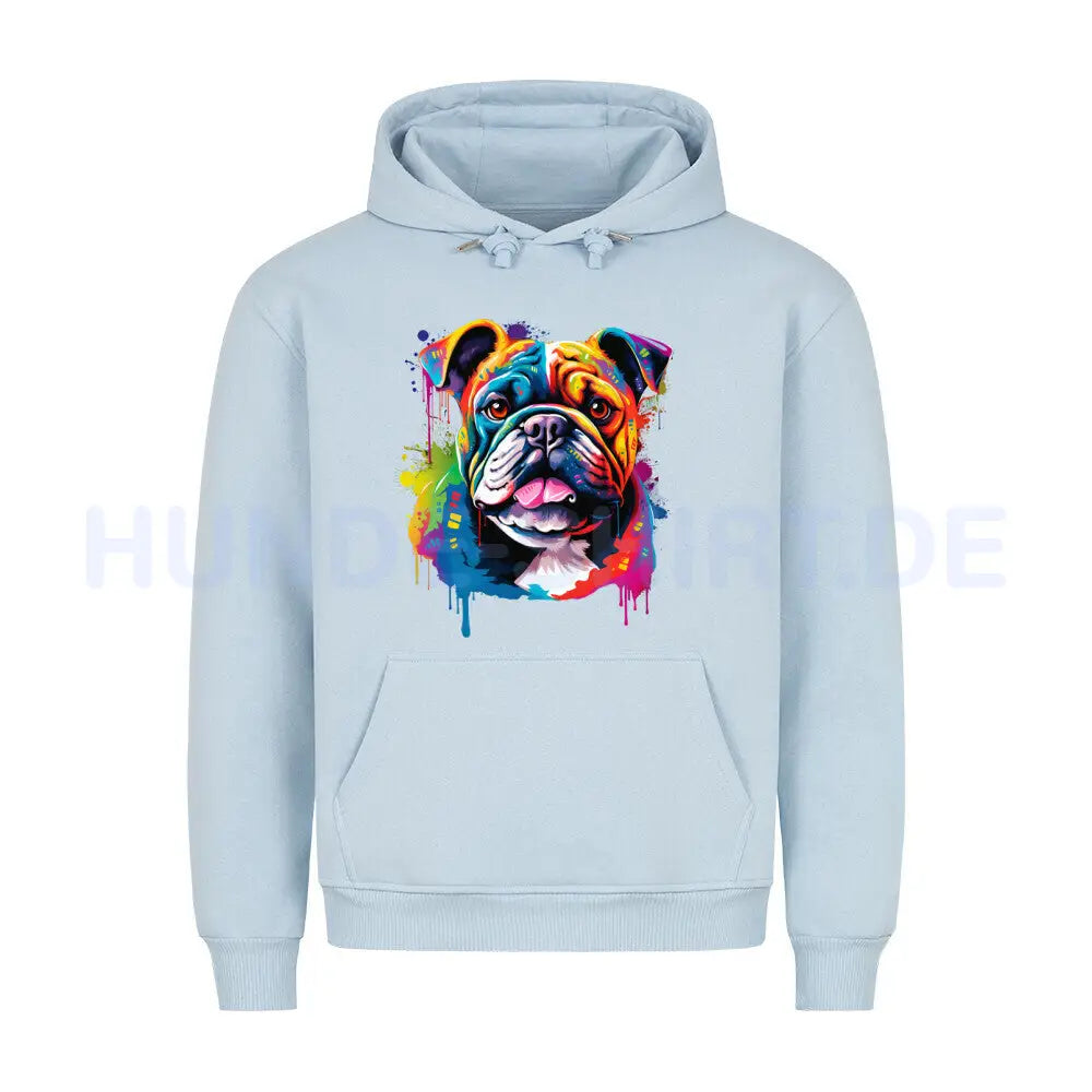 Premium Hoodie "English Bulldog Paint" Babyblau – hunde-shirt.de