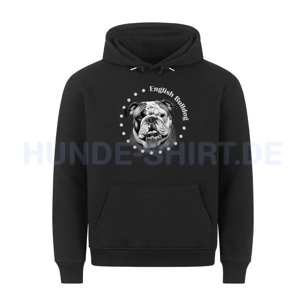 Premium Hoodie "English Bulldog Rounded" Schwarz – hunde-shirt.de