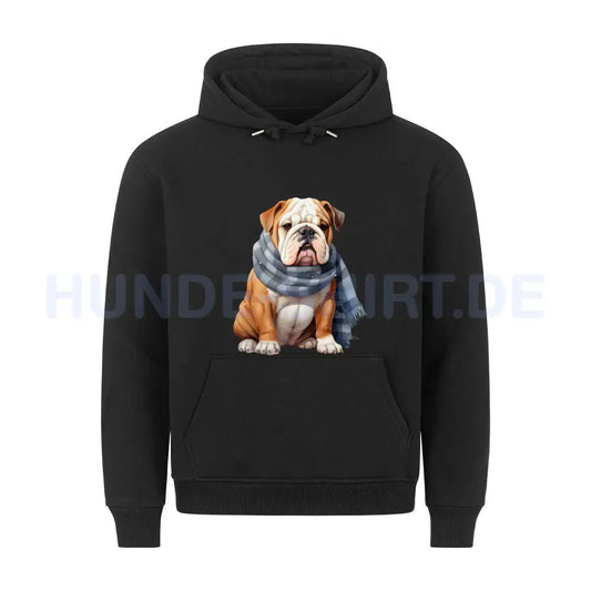 Premium Hoodie "English Bulldog - Winter" Schwarz – hunde-shirt.de