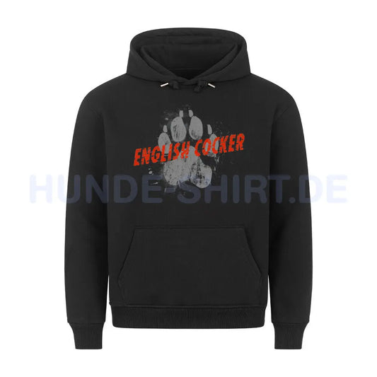 Premium Hoodie "English Cocker - PAW" Schwarz – hunde-shirt.de