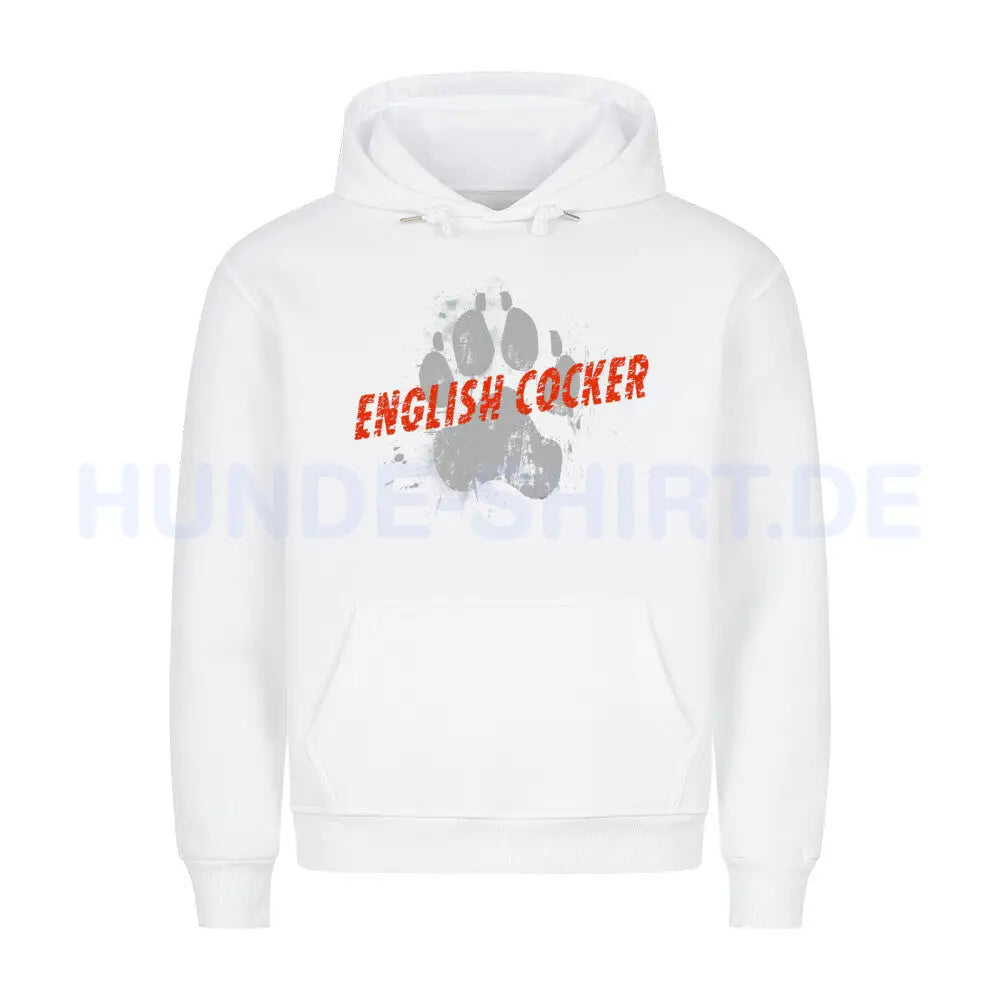 Premium Hoodie "English Cocker - PAW" Weiß – hunde-shirt.de