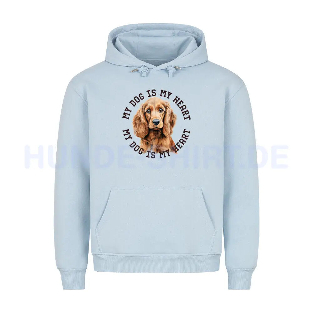 Premium Hoodie "English Cocker Spaniel HEART" Babyblau – hunde-shirt.de