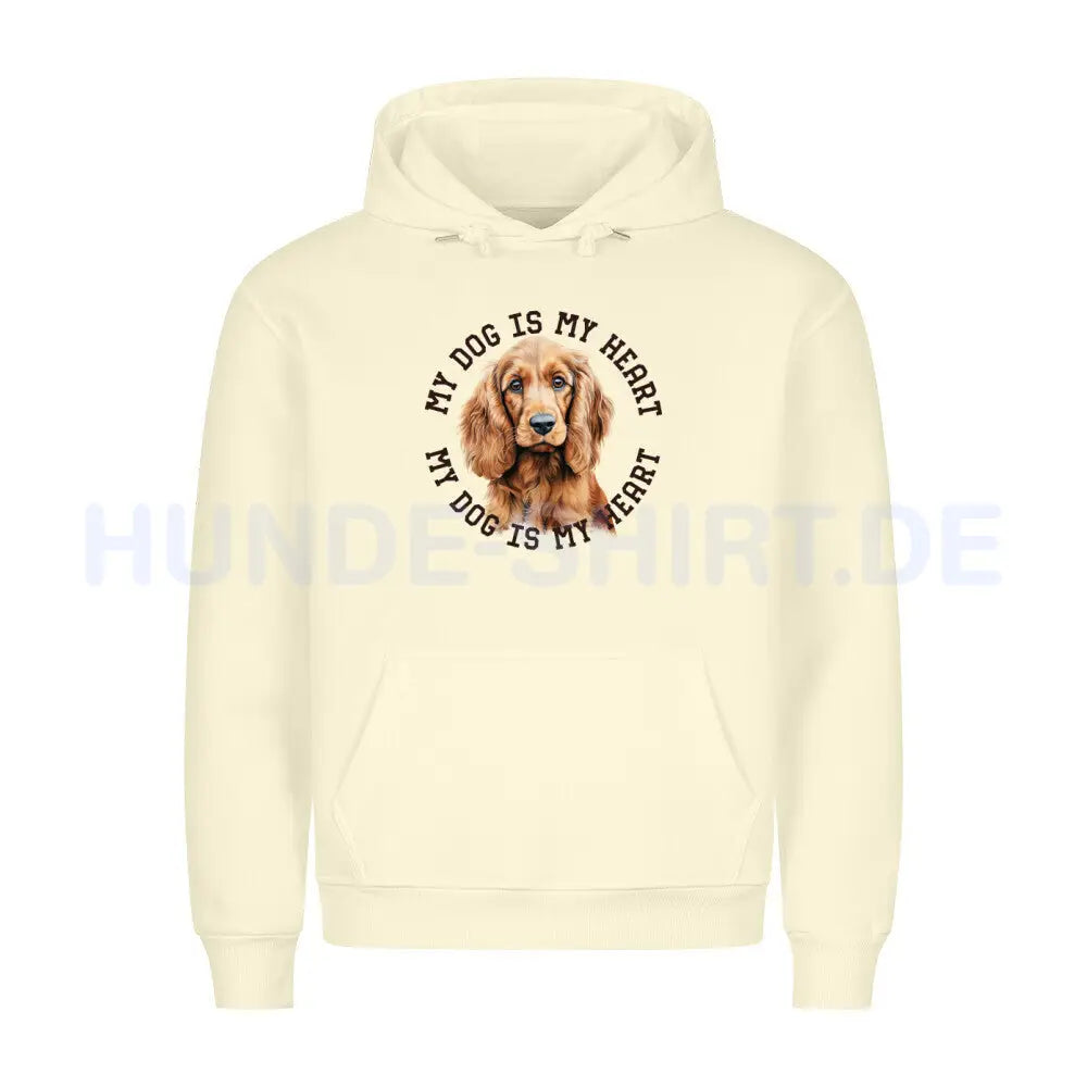 Premium Hoodie "English Cocker Spaniel HEART" Beige – hunde-shirt.de