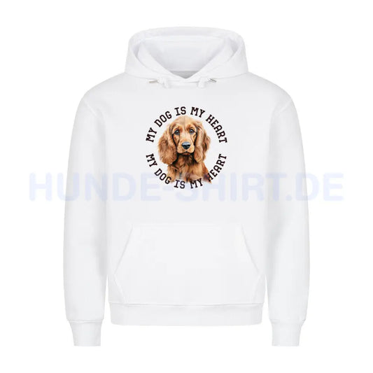 Premium Hoodie "English Cocker Spaniel HEART" Weiß – hunde-shirt.de