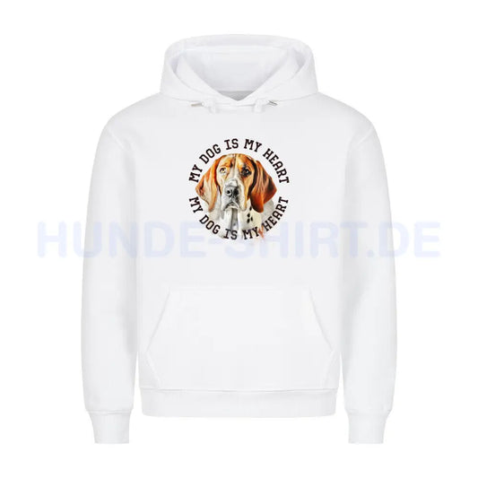 Premium Hoodie "English Foxhound HEART" Weiß – hunde-shirt.de