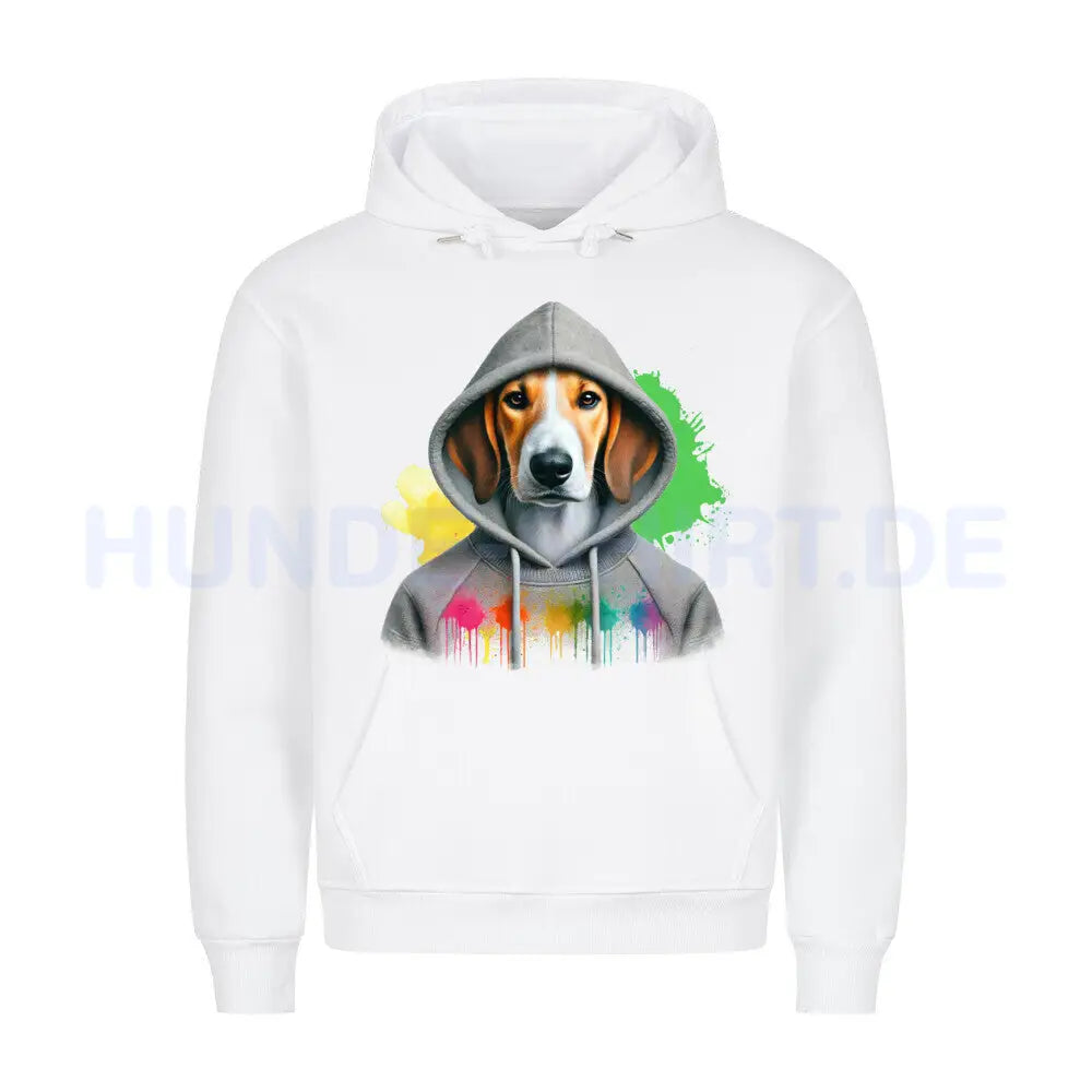 Premium Hoodie "English Foxhound Hooded" Weiß – hunde-shirt.de