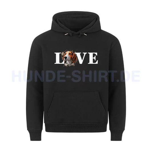 Premium Hoodie "English Foxhound - LOVE" Schwarz – hunde-shirt.de