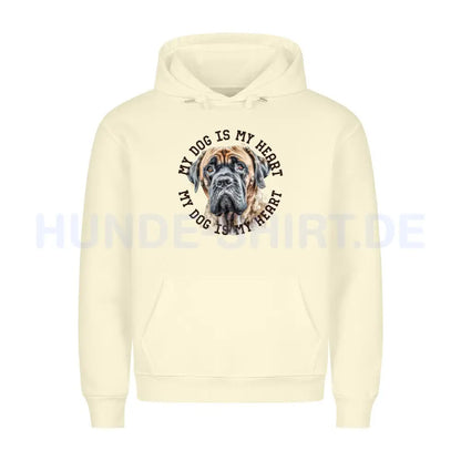 Premium Hoodie "English Mastiff HEART" Beige – hunde-shirt.de