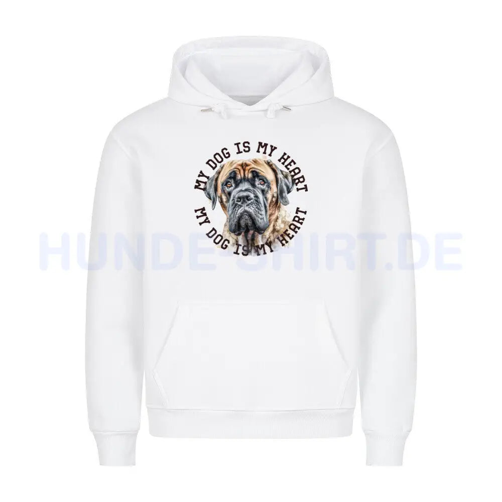 Premium Hoodie "English Mastiff HEART" Weiß – hunde-shirt.de