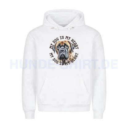 Premium Hoodie "English Mastiff HEART" Weiß – hunde-shirt.de