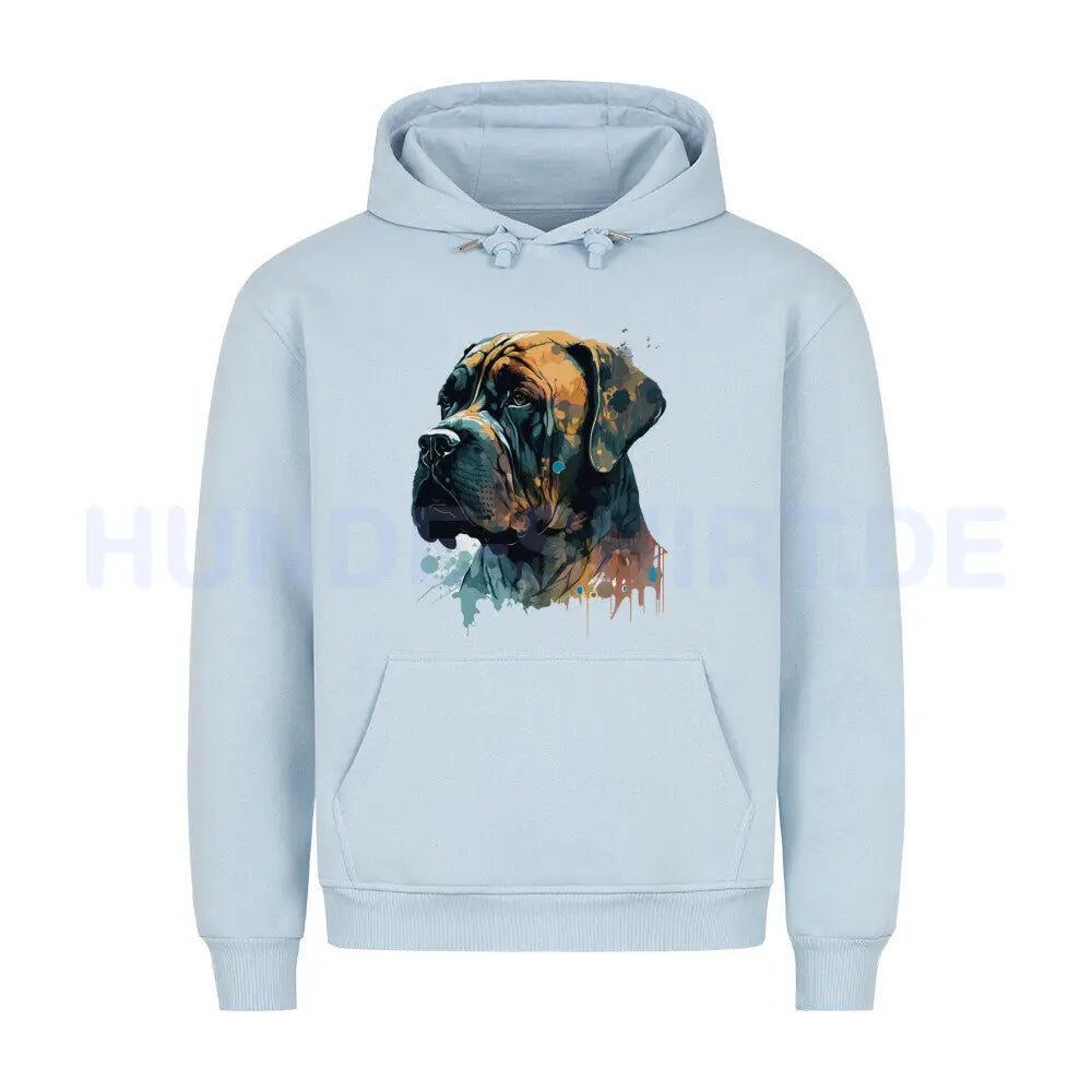 Premium Hoodie "English Mastiff - Raw" Babyblau – hunde-shirt.de