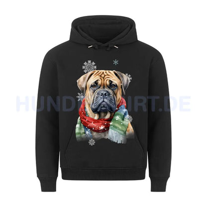 Premium Hoodie "English Mastiff Winter" Schwarz – hunde-shirt.de