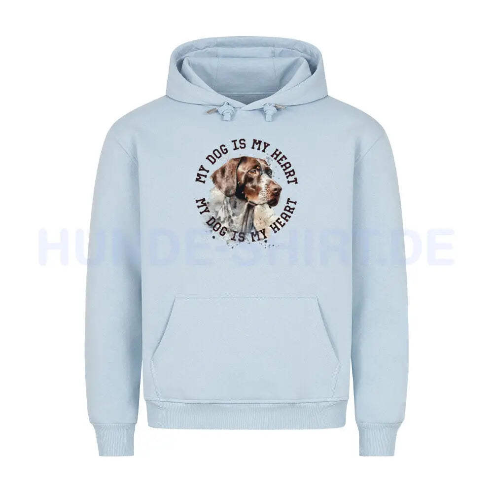 Premium Hoodie "English Pointer HEART" Babyblau – hunde-shirt.de