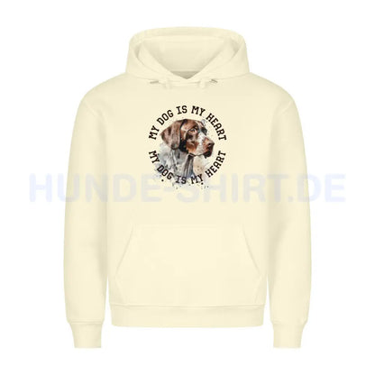 Premium Hoodie "English Pointer HEART" Beige – hunde-shirt.de