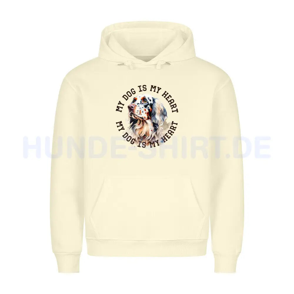 Premium Hoodie "English Setter HEART" Beige – hunde-shirt.de