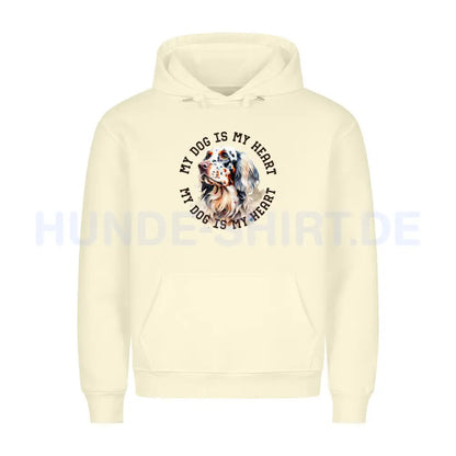 Premium Hoodie "English Setter HEART" Beige – hunde-shirt.de