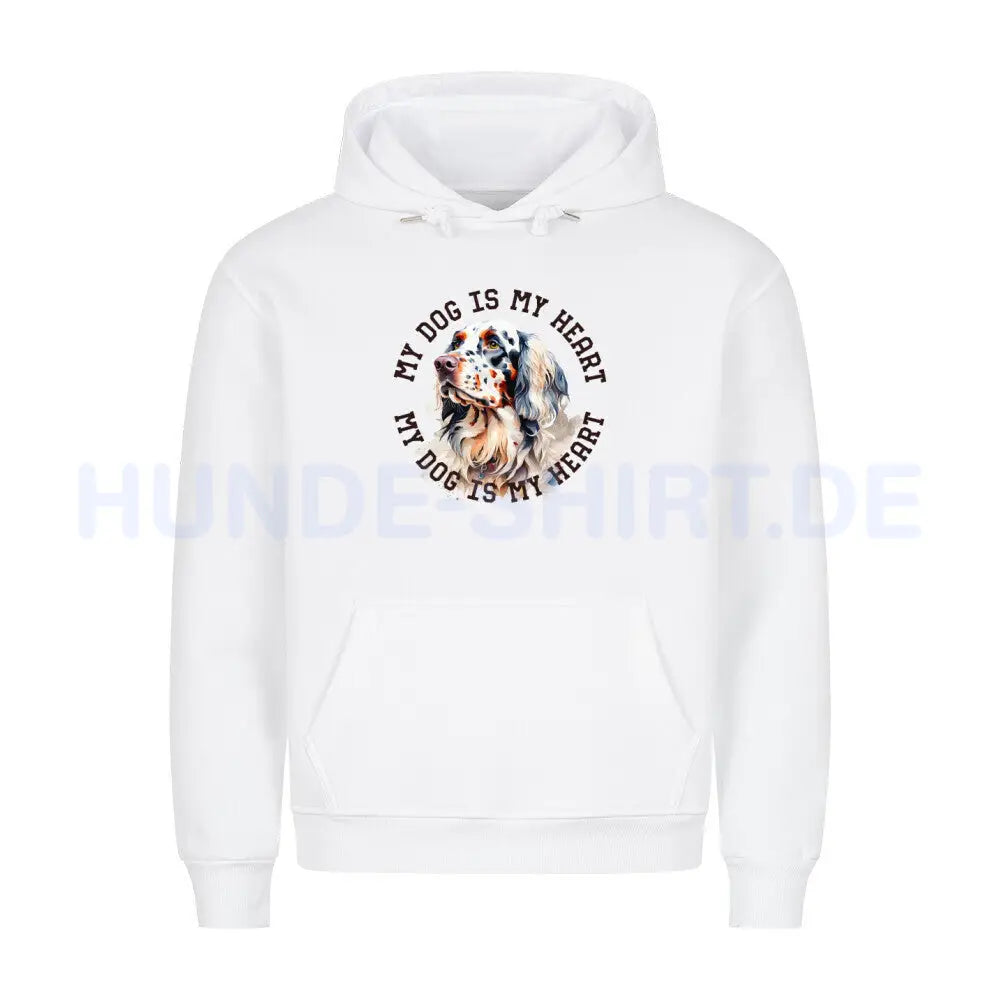 Premium Hoodie "English Setter HEART" Weiß – hunde-shirt.de