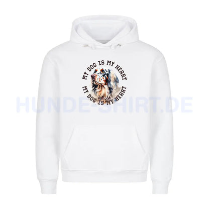 Premium Hoodie "English Setter HEART" Weiß – hunde-shirt.de